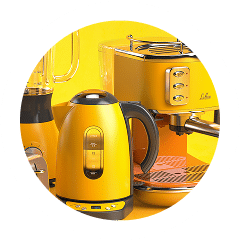 Appareils de cuisine jaunes modernes et élégants.