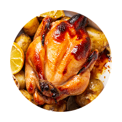 Poulet rôti avec pommes de terre et citron