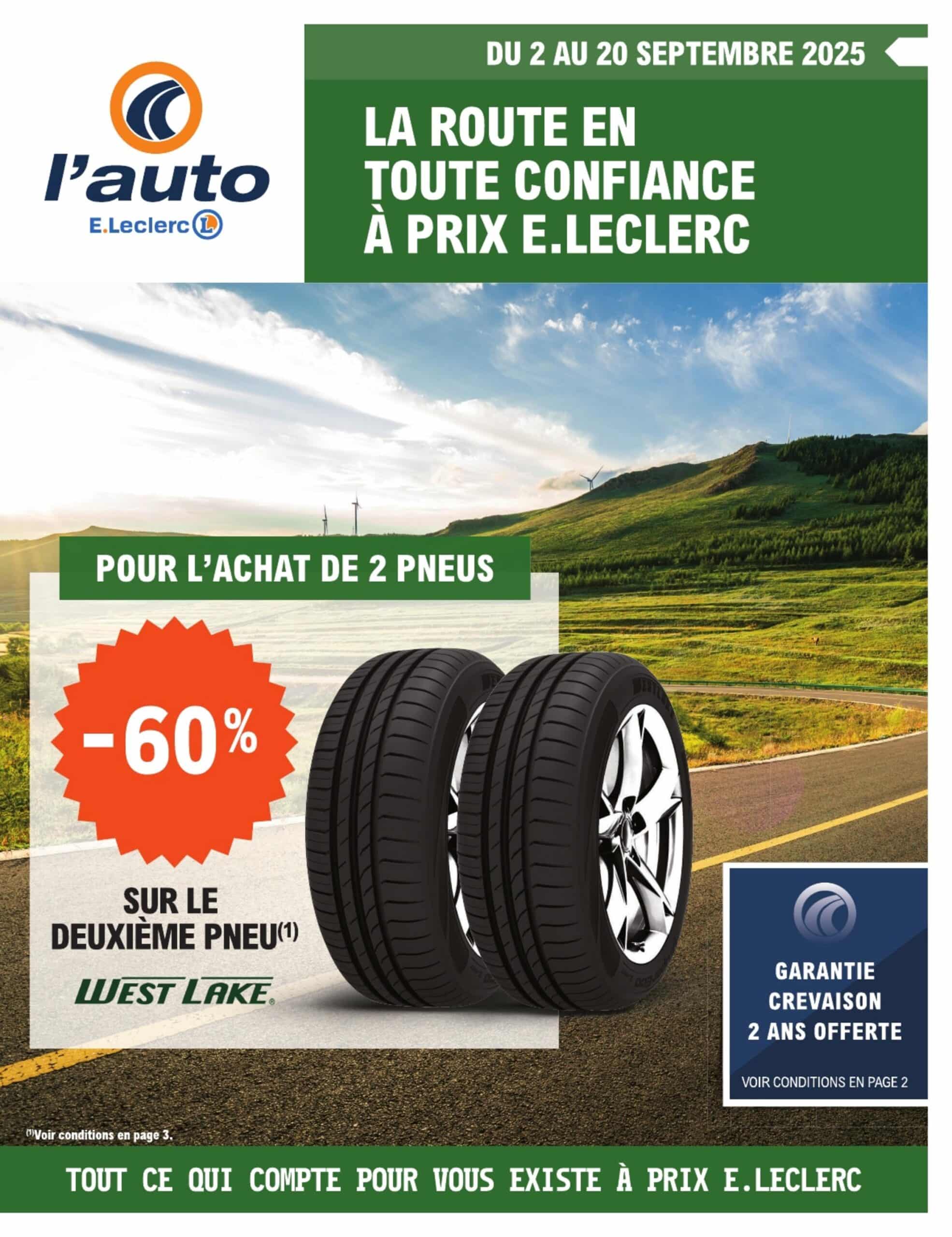 Offre de pneus à prix réduit chez E.Leclerc.